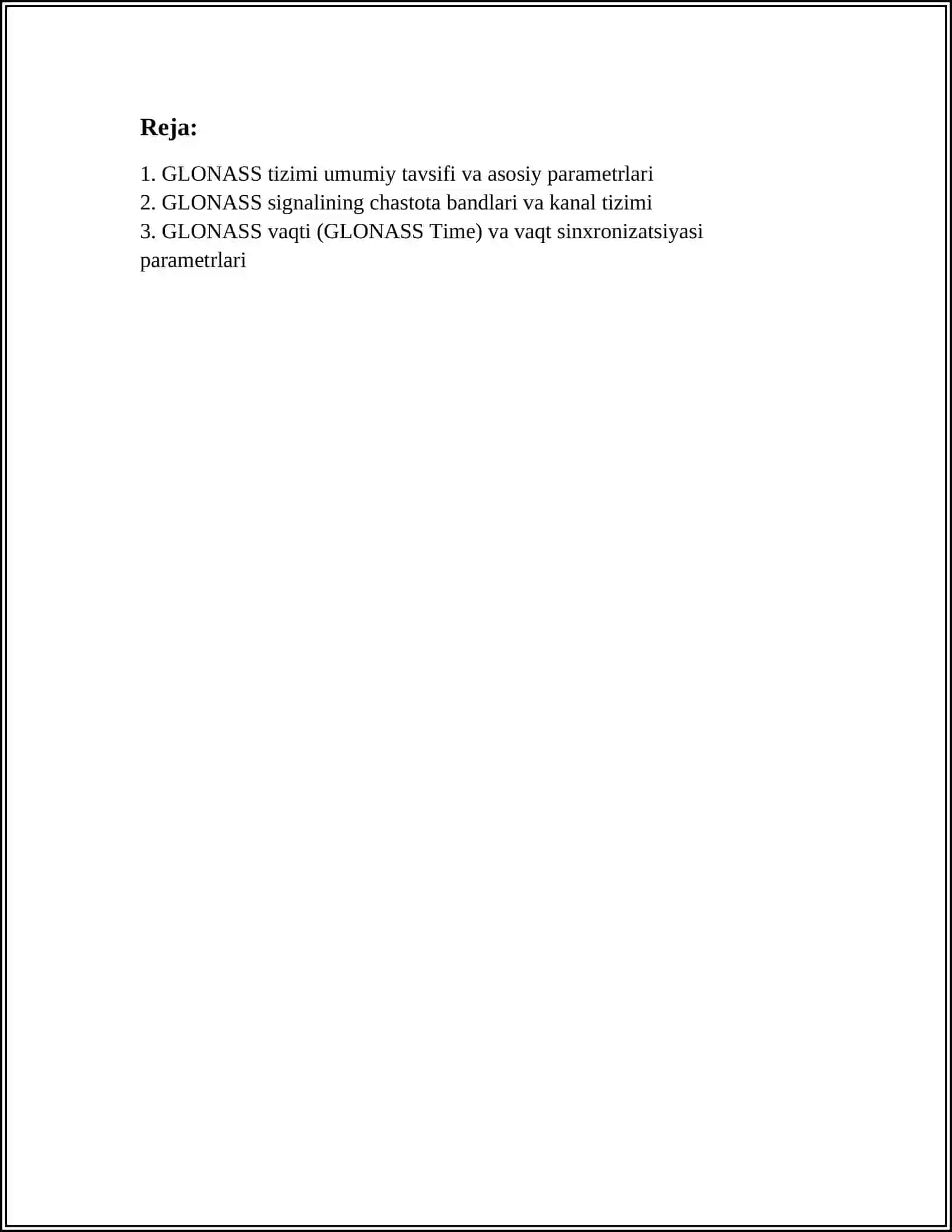 GLONASS PARRAMTERLARI XAQIDA MALUMOT 2