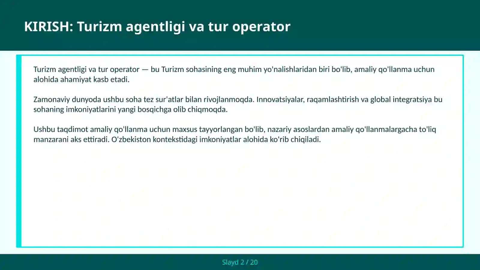 Turizm agentligi va tur operator 2