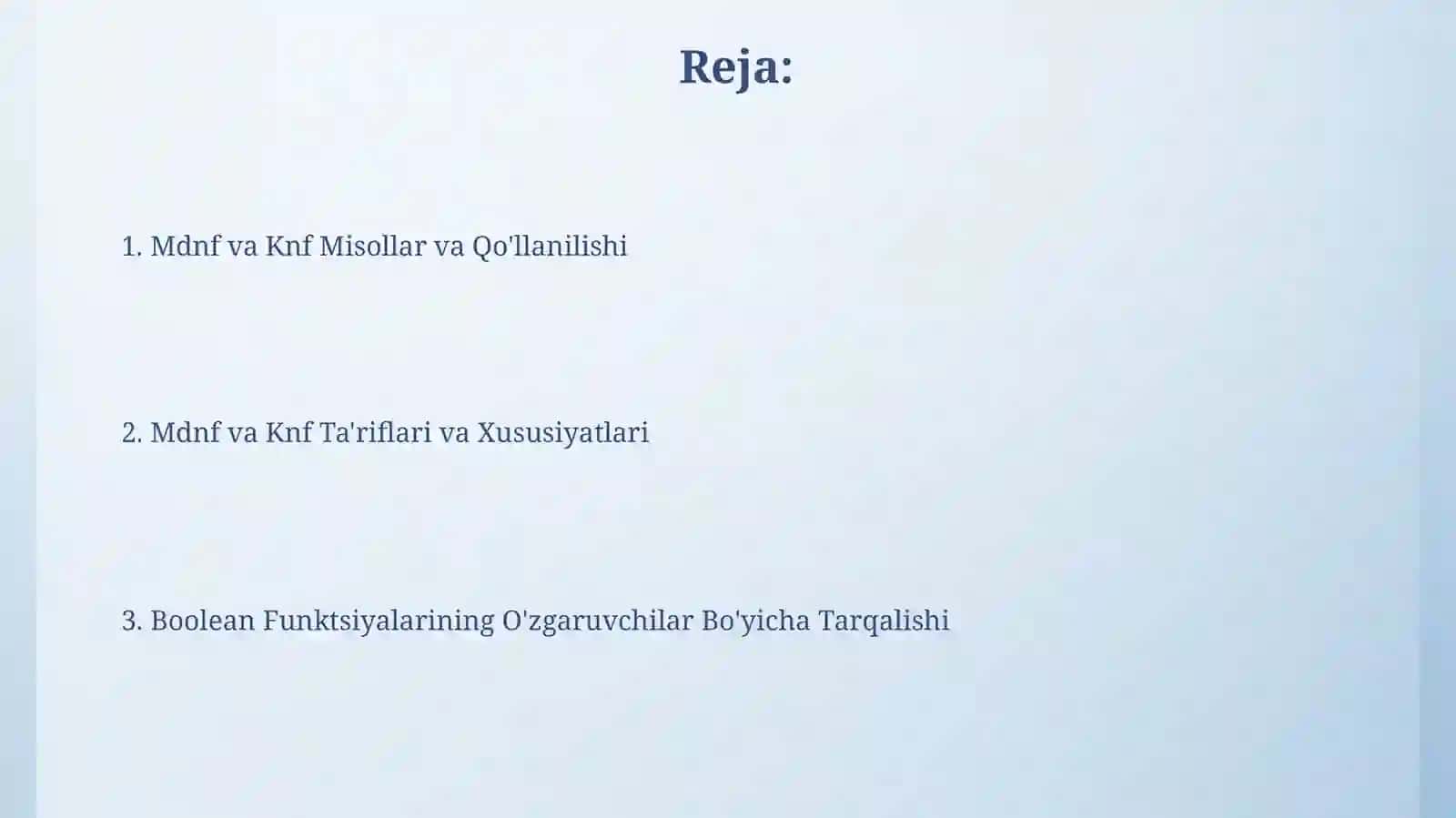 Boolean Funktsiyalarining O'zgaruvchilar Bo'yicha Tarqalishi 2