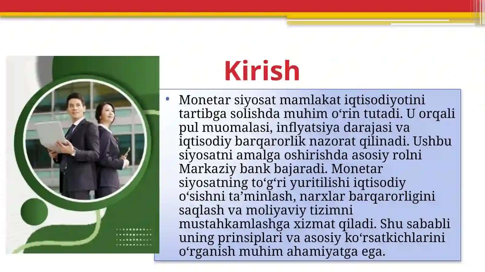 Moneter siyosatining asosiy prinsiplari va koʼrsatkichlari 2