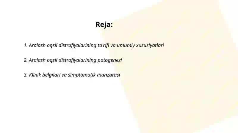Aralash oqsil distrofiyalari 2