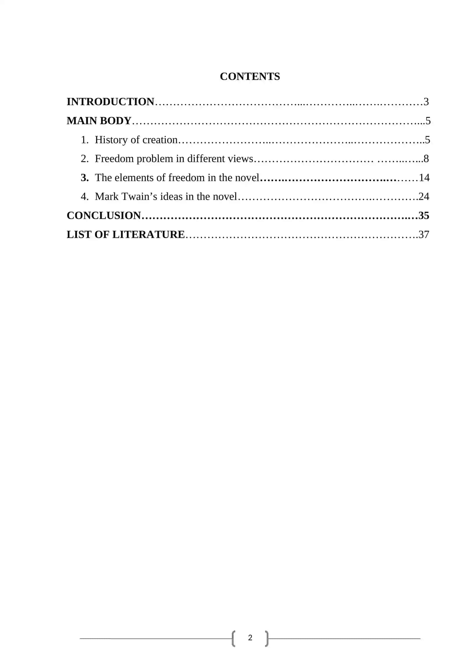 COURSE WORK: THE PROBLEM OF FREEDOM IN THE NOVEL “ADVENTURES OF HUCKLEBERRY FINN” 2