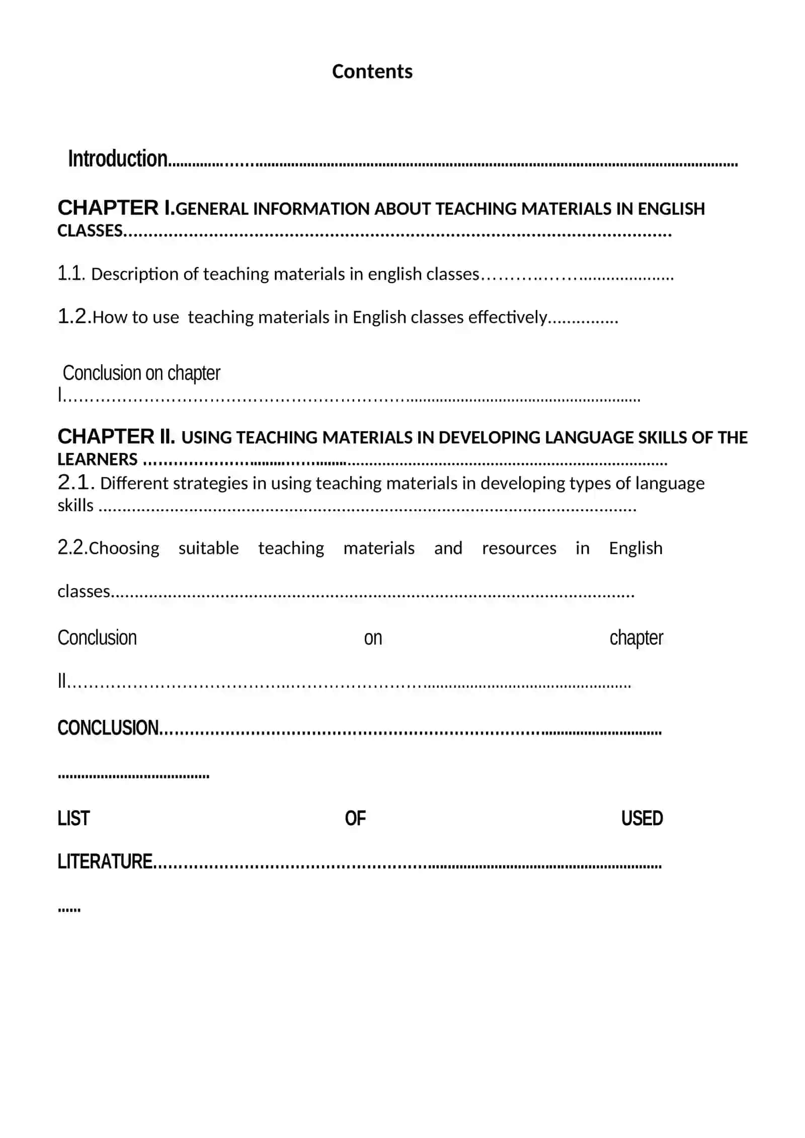 COURSE PAPER Theme: Implementing different teaching materials in English classes 2