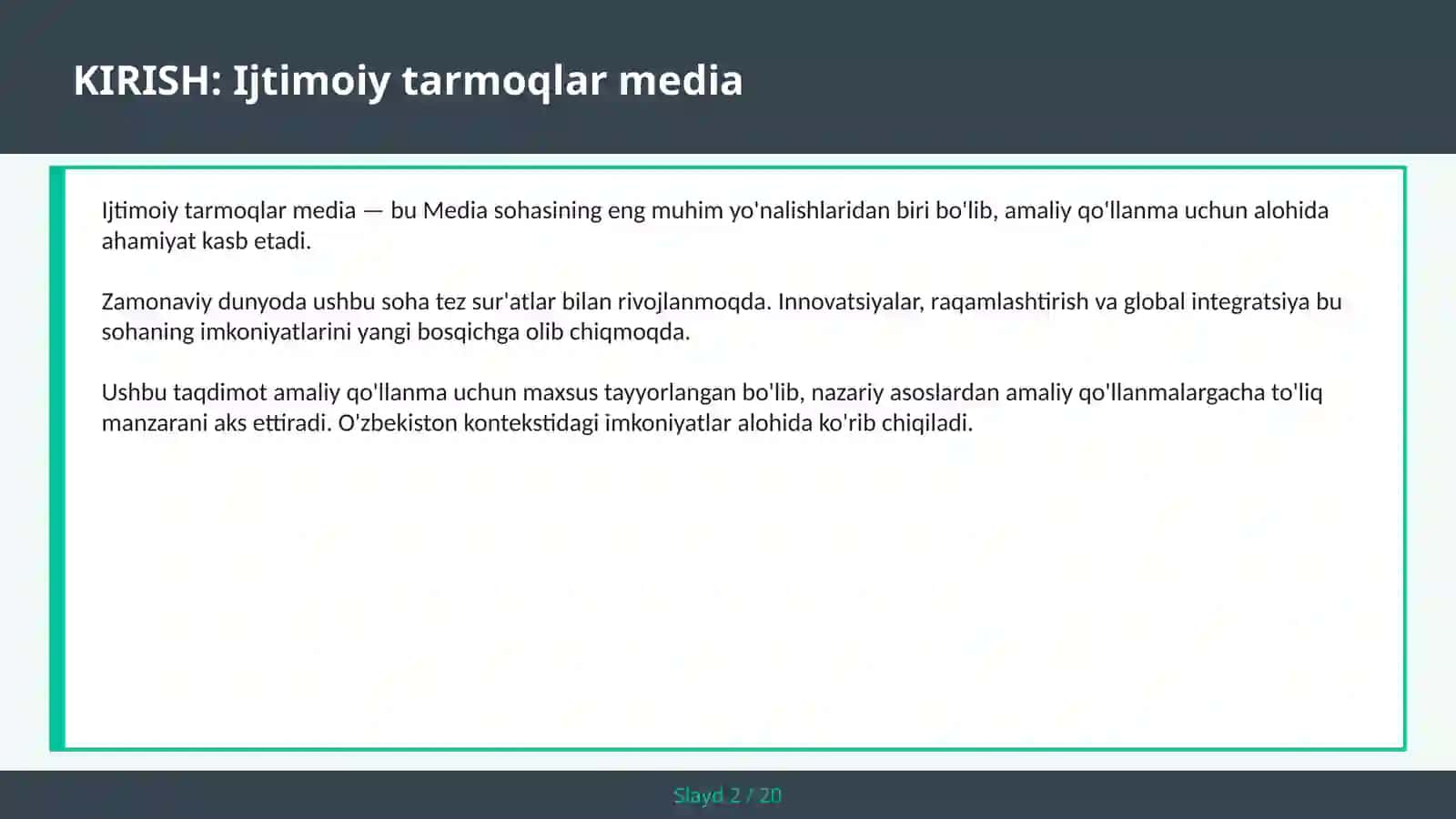 Ijtimoiy tarmoqlar media 2