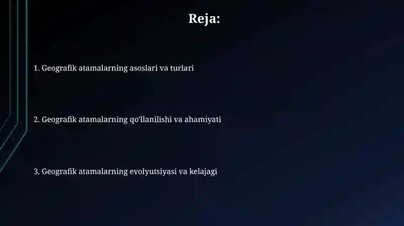 Geografik atamalar bilan ishlash 2