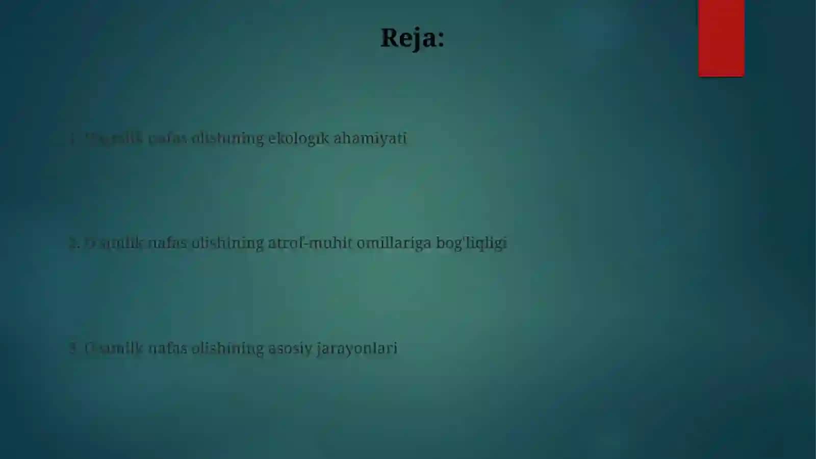 O'simlik nafas olishi 2