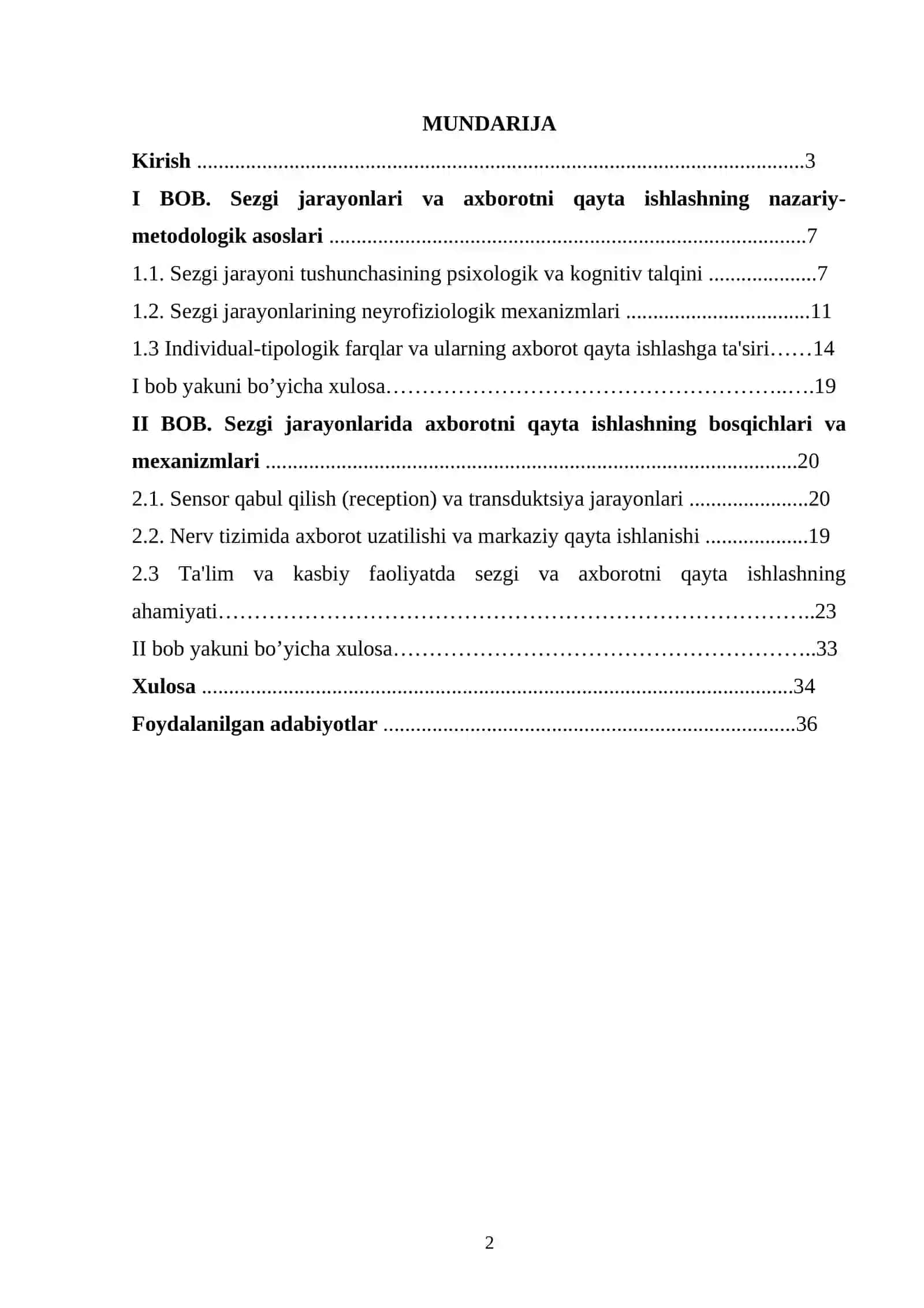Sezgi jarayonlarida axborotni qayta ishlash 2