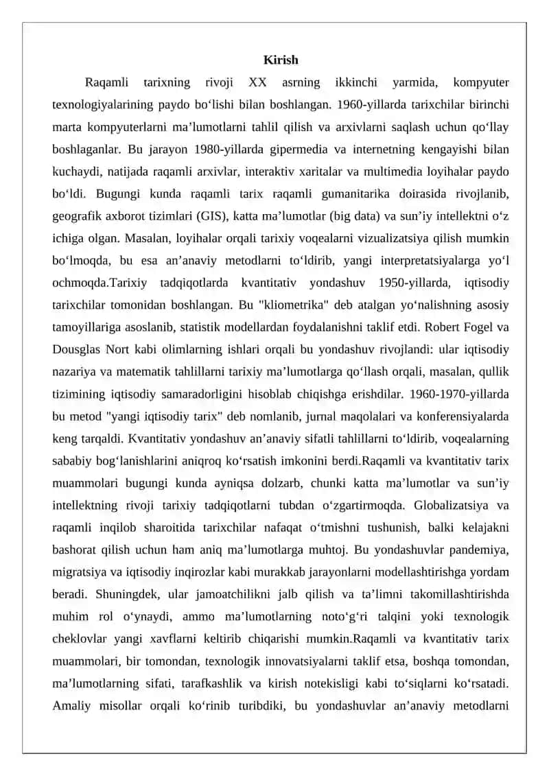 Raqamli va kvantitativ tarix muammolari 2
