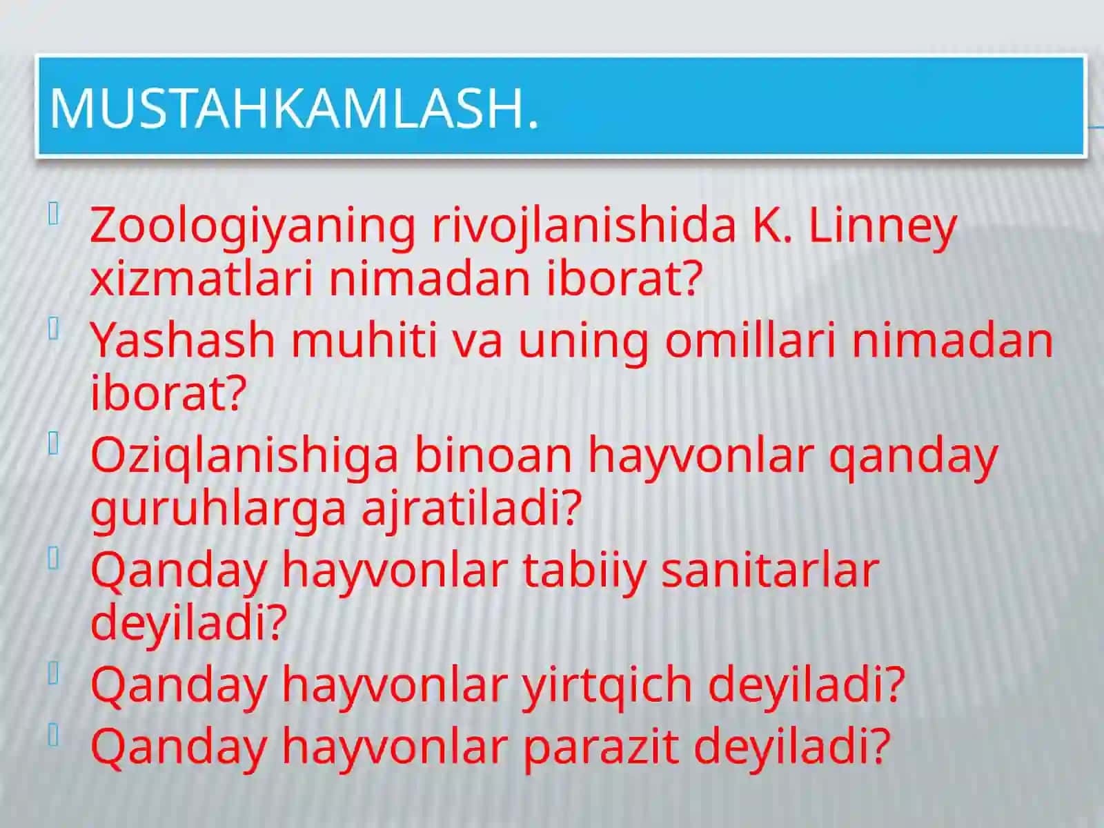 Hayvonlarning solishtirma o‘lchami 2