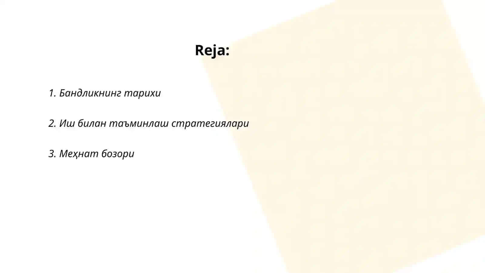 Бандлик таснифи ва турлари 2