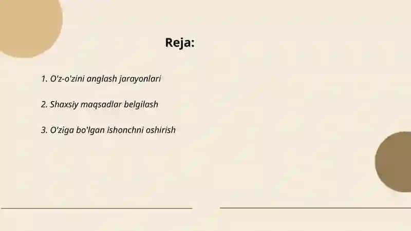 O'z-o'zini anglash jarayonlari 2