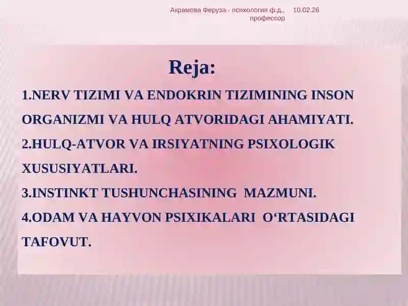 HULQ-ATVORNING PSIXOFOZIOLOGIK ASOSI 2