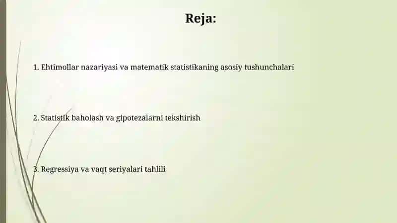 Ekonometrikada ehtimollar nazariyasi va matematik statistika 2