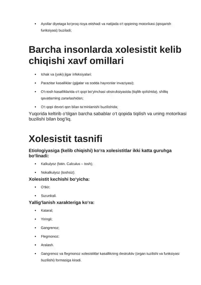 Xolesistit va uning belgilari 2