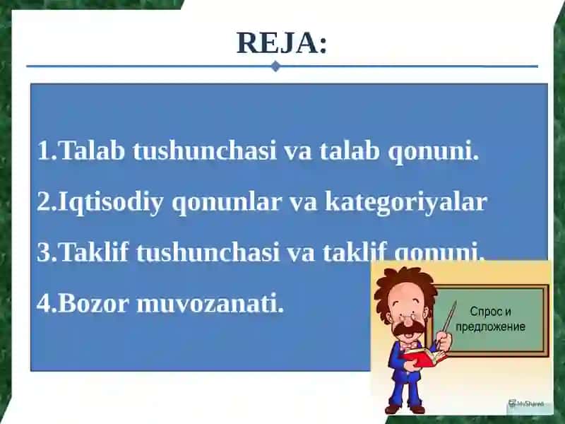 TALAB, TAKLIF VA BOZOR MUVOZANATI 2