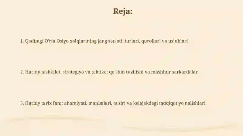 Qadimda O'rta Osiyo halglari harbiy sanati 2