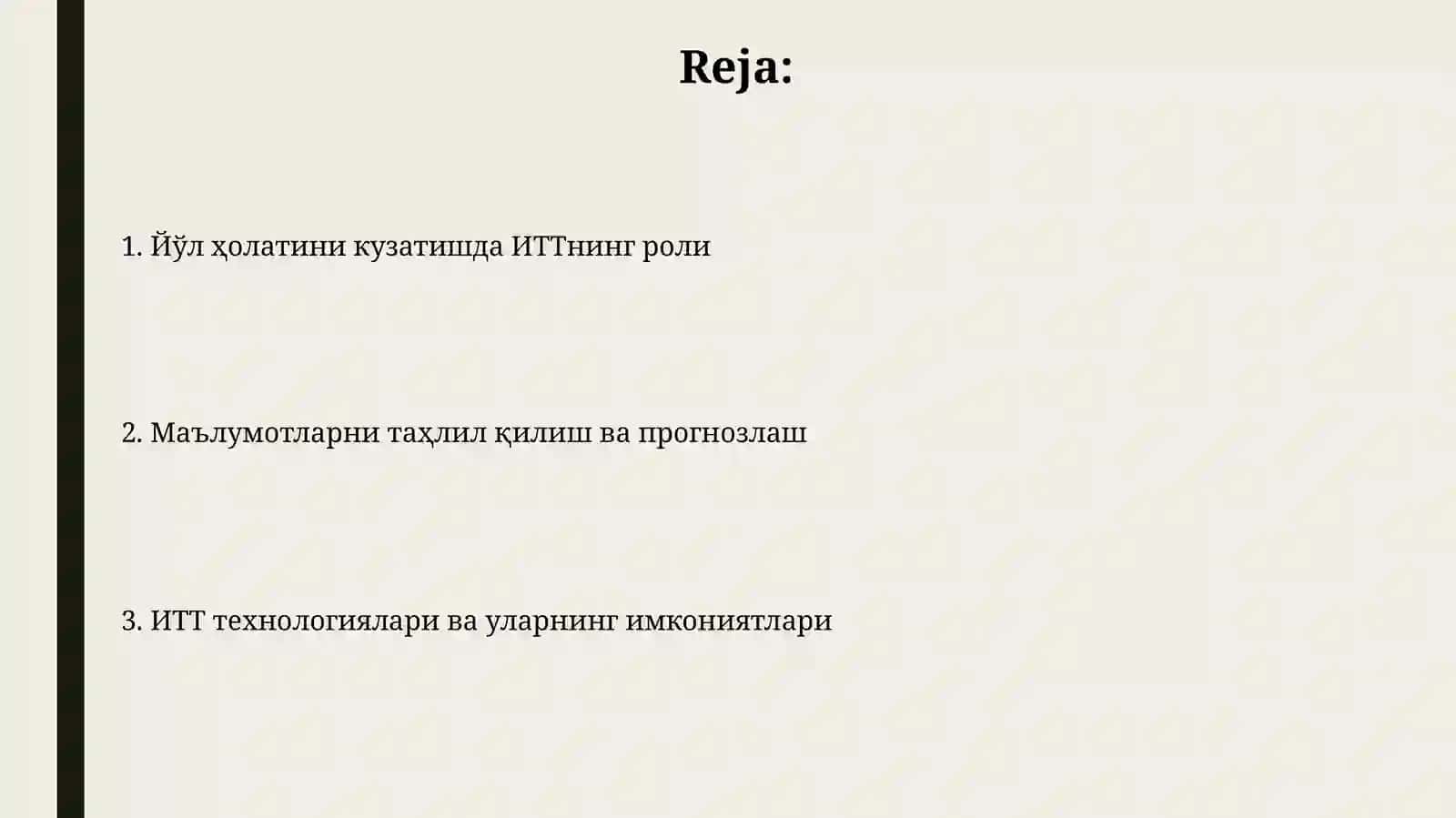 ITT ning yo'l holatini nazorat qilishdagi ro'li 2