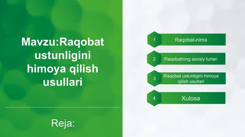 Raqobat ustunligini himoya qilish usullari 2