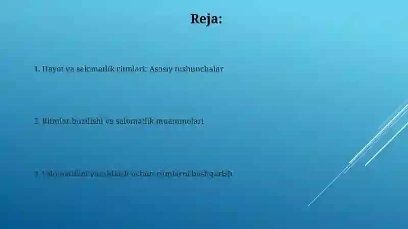 Hayot va salomatlik ritmlari 2