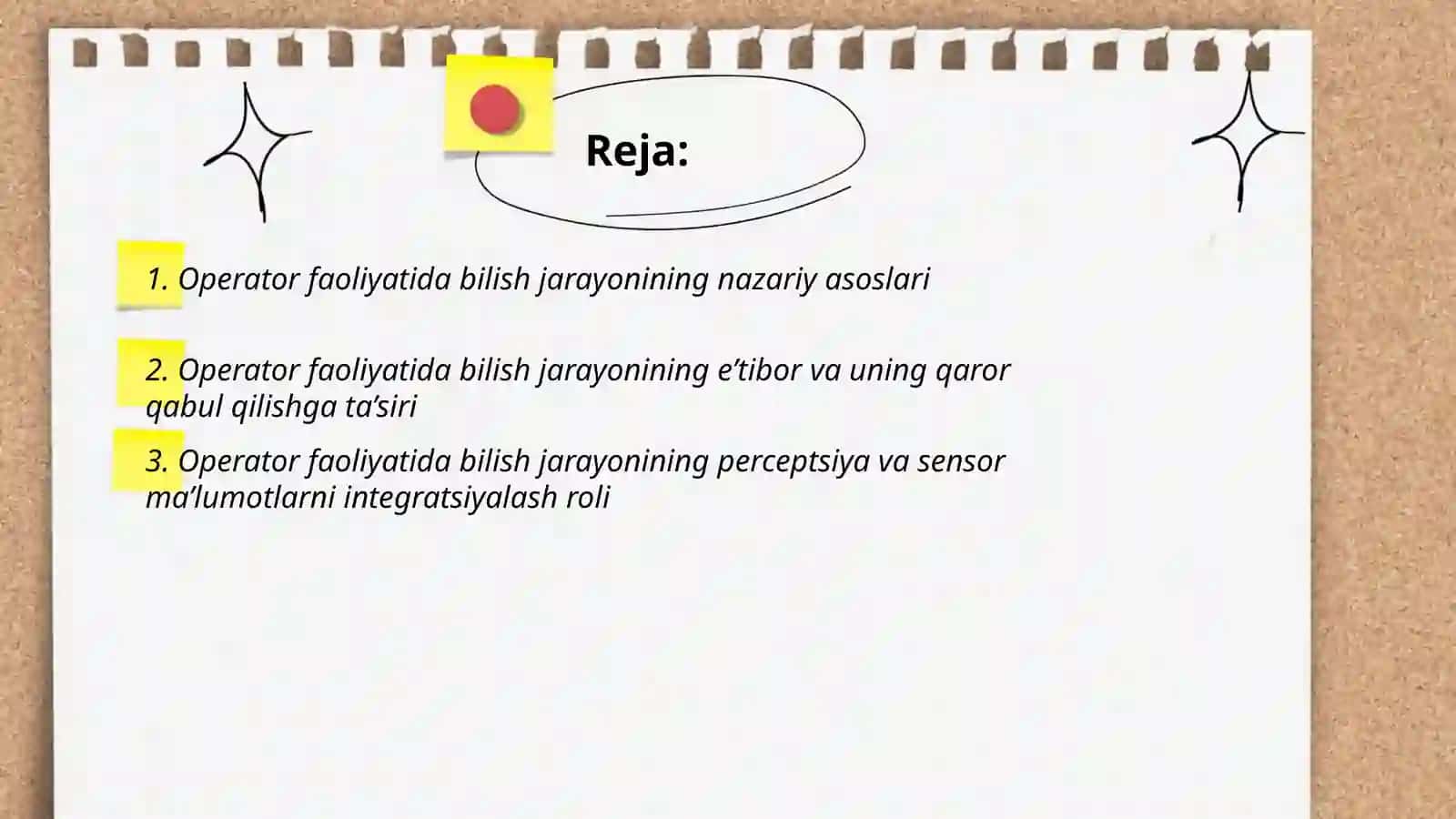 Operator faoliyatida bilish jarayonining orni 2