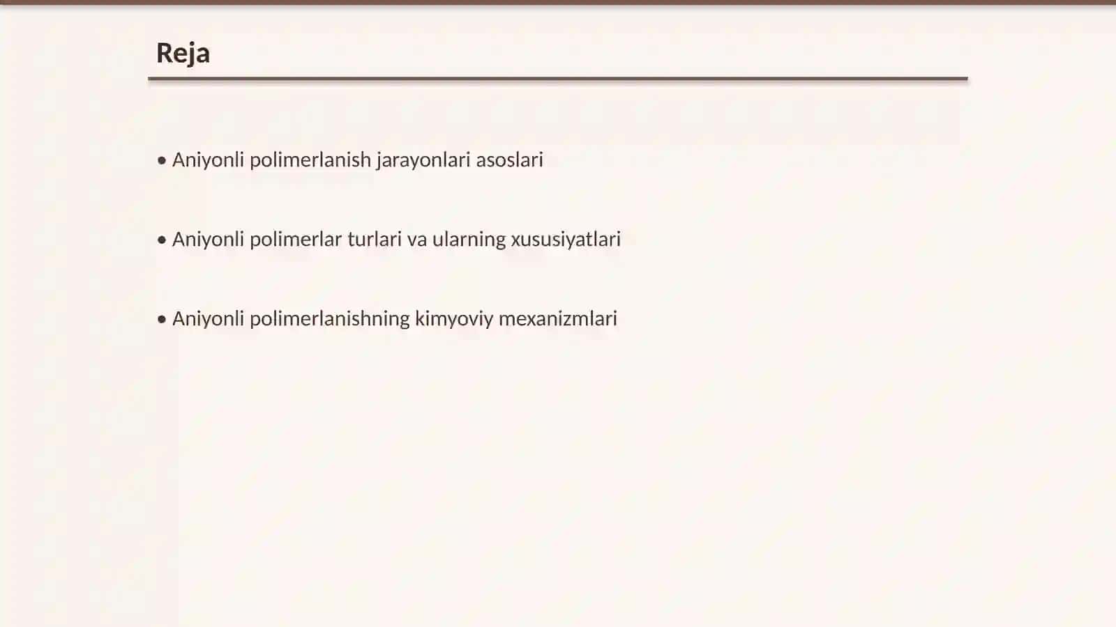 Аniоnli pоlimеrlаnish rеаksiyalаri vа ulаrning o‘zigа хоs хususiyatlаri 2
