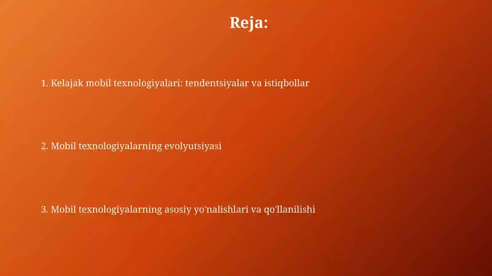 Mobil texnologiyalar 2
