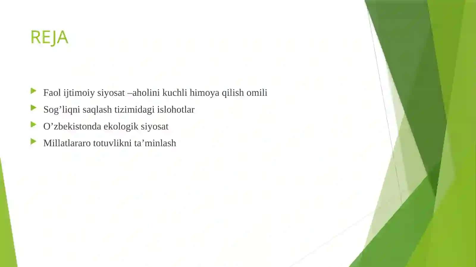 O'ZBEKISTON RESPUBLIKASIDAGI IJTIMOIY SOHADAGI ISLOHOTLAR 2