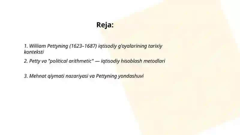 William Pettining 1623-1687-yildagi iqtisodiy g'oyalari 2