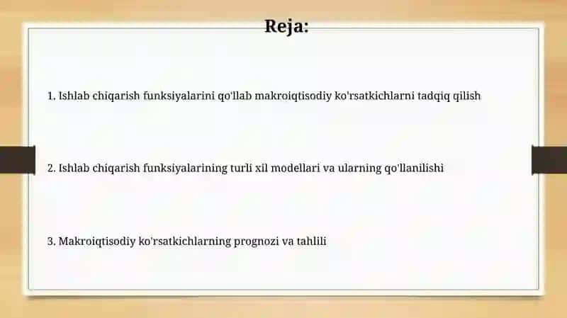 Makroiqtisodiy indrkatorlarni ishlab chiqarish funksiyalari yordamida tadqiq qilish 2