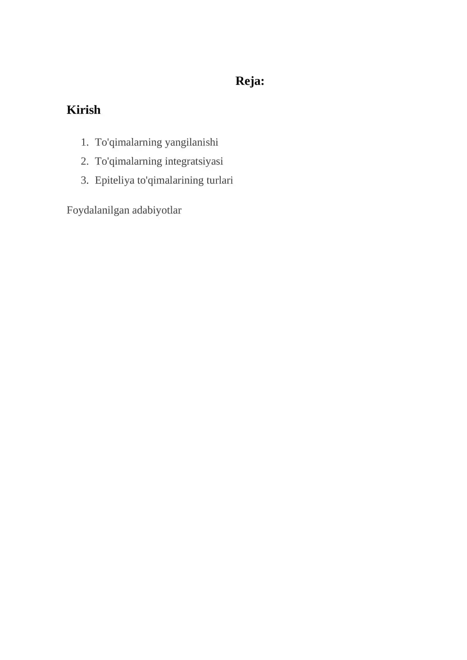 To`qimalarning ontogenik, filogenik rivojlanishi 2