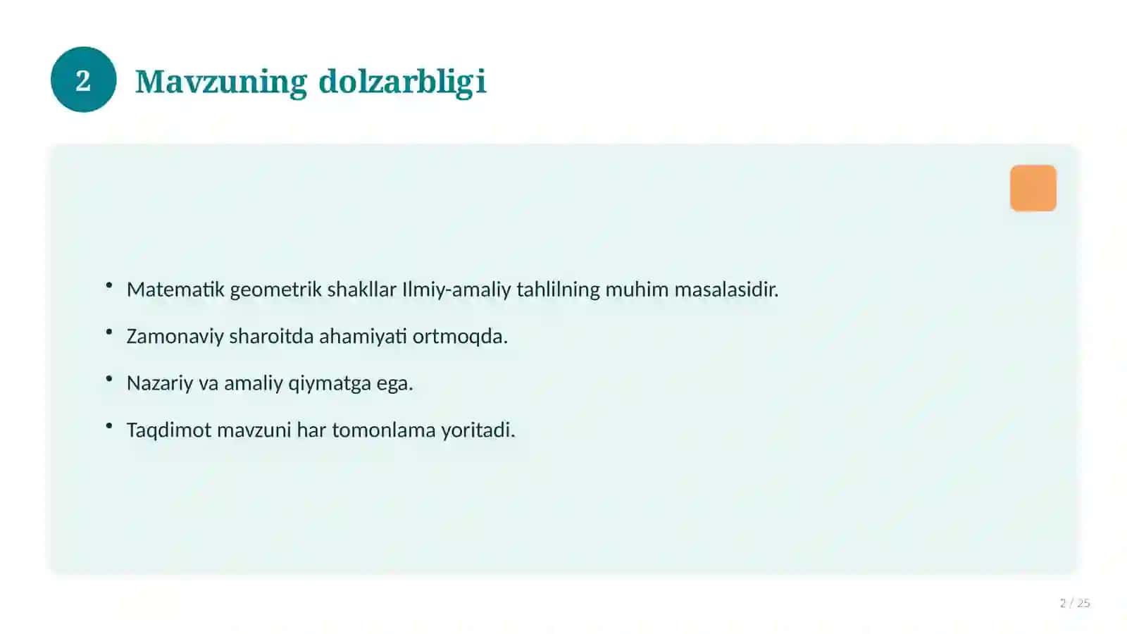 Matematik geometrik shakllar Ilmiy-amaliy tahlil 2