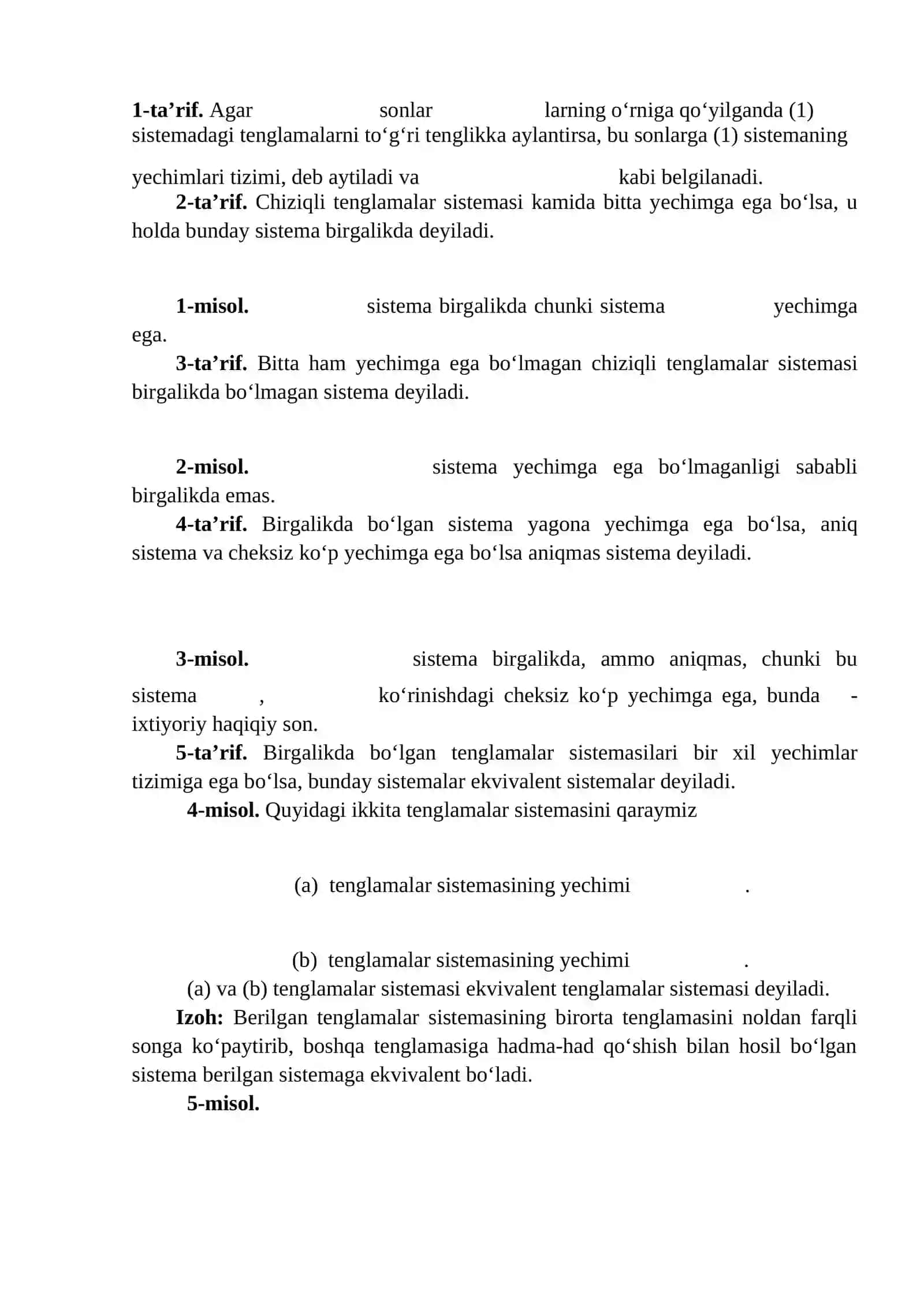 Chiziqli Algebraik Tenglamalar Sistemi va Ularni Yechish Usullari 2