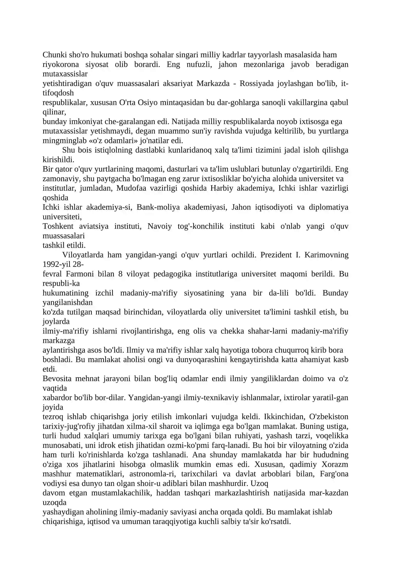 Ta'lim sohasida amalga oshirilgan islohotlar 2