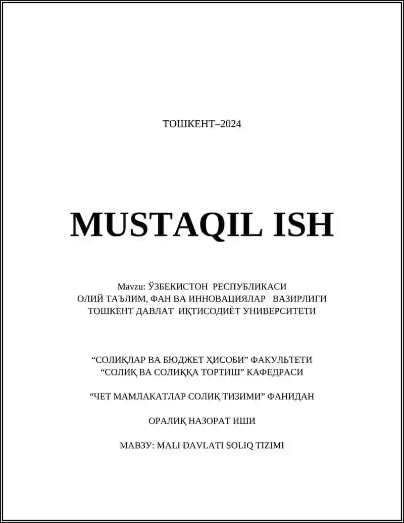 MALI DAVLATI SOLIQ TIZIMI 2