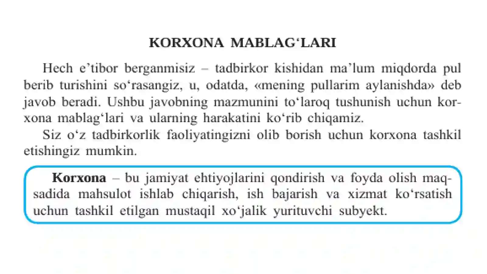 KORXONA MABLAG'LARI VA ULARDAN FOYDALANISH 2