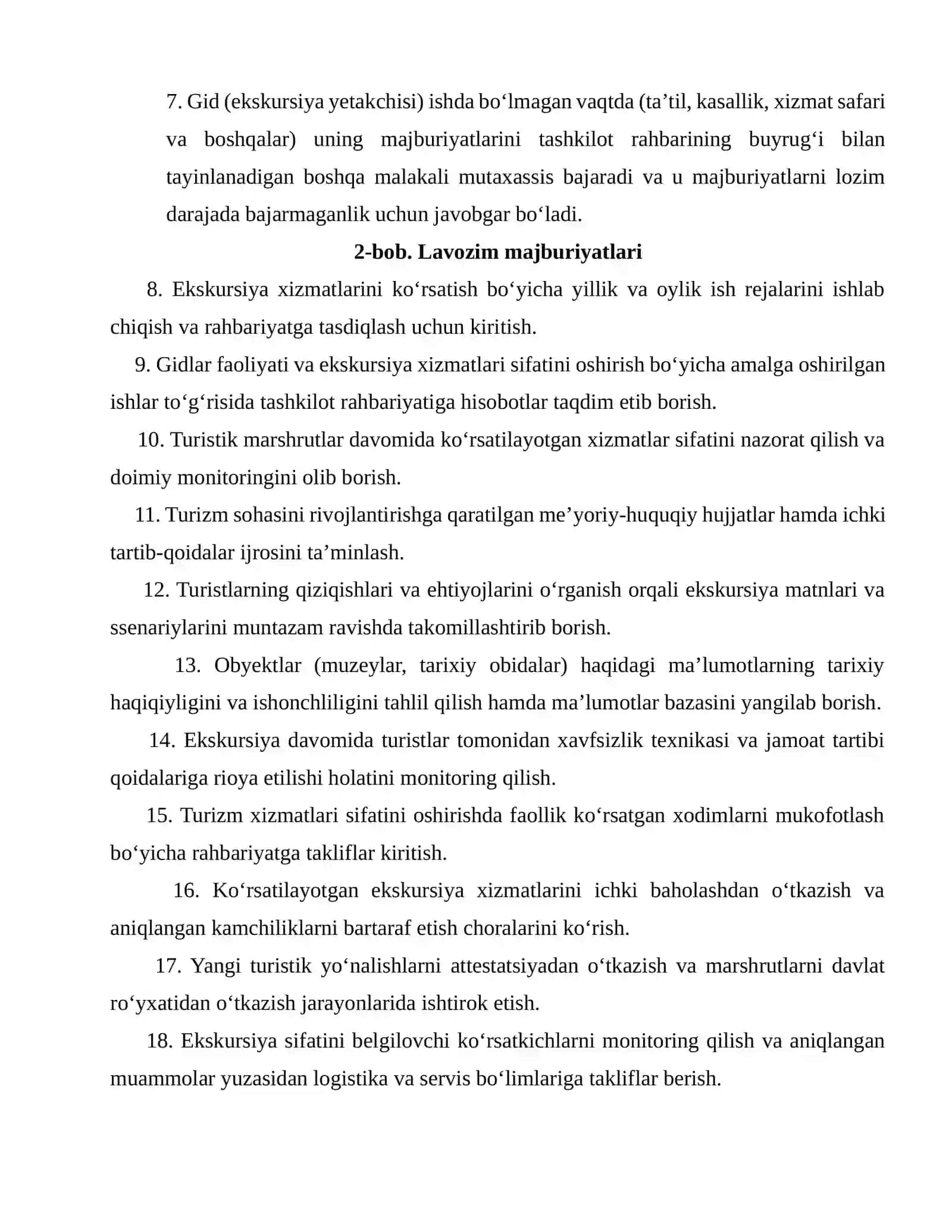 Gid (ekskursiya yetakchisi) lavozim YO’RIQNOMASI 2