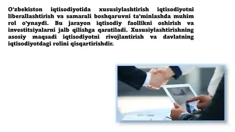 O'zbekistnda Xususiylashtirishning Asosiy Maqsadlari 2