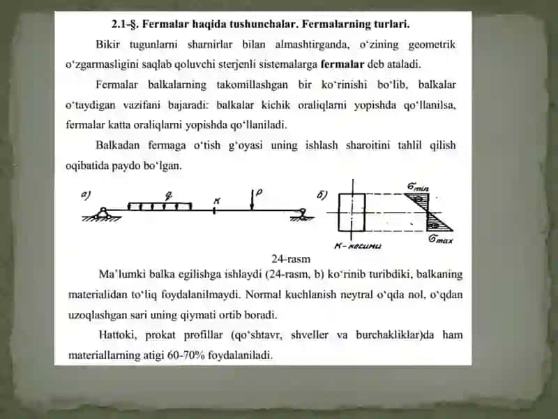 Fermalarni qo'zg'almas yuk tasiri ga hisoblash 2