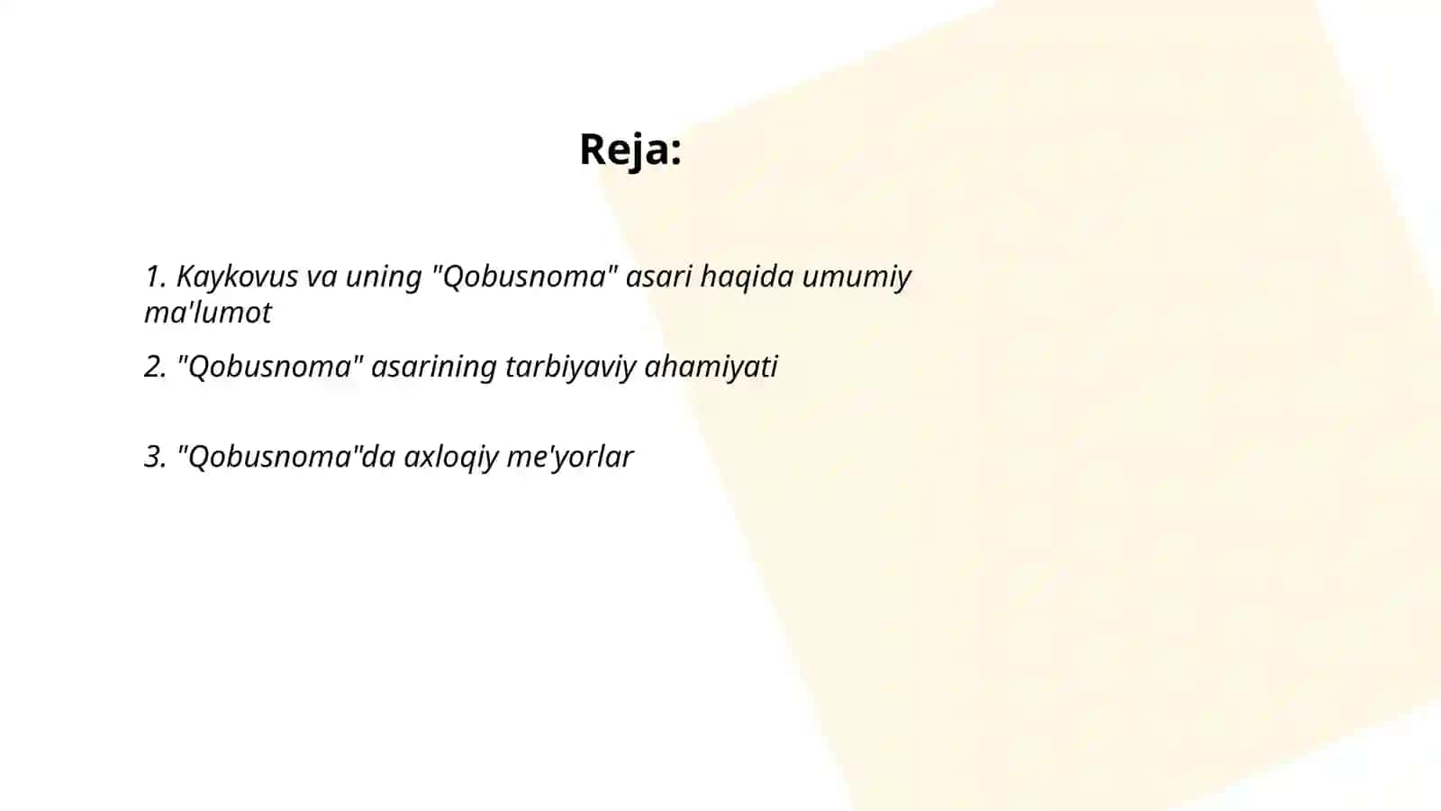 Kaykovusning "Qobusnoma" asari tahlili 2