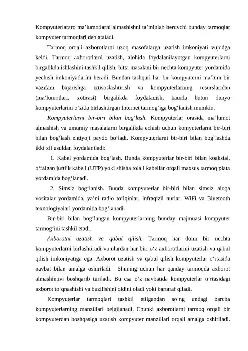 Tarmoq Texnologiyalari 2