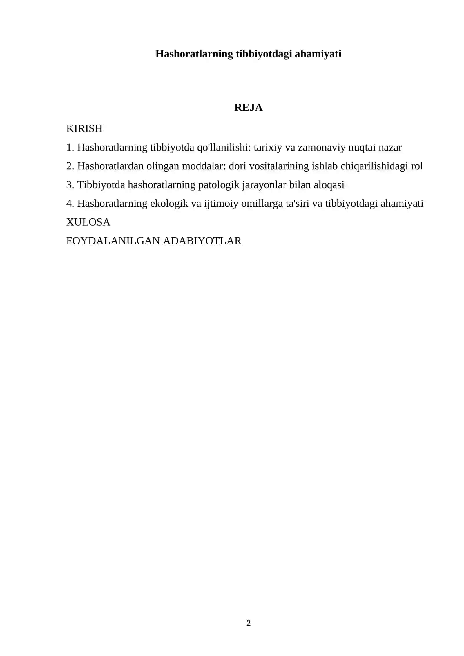 Hashoratlarning tibbiyotdagi ahamiyati 2