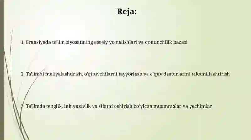 Fransiyada ta'lim siyosatining olib borilishi 2