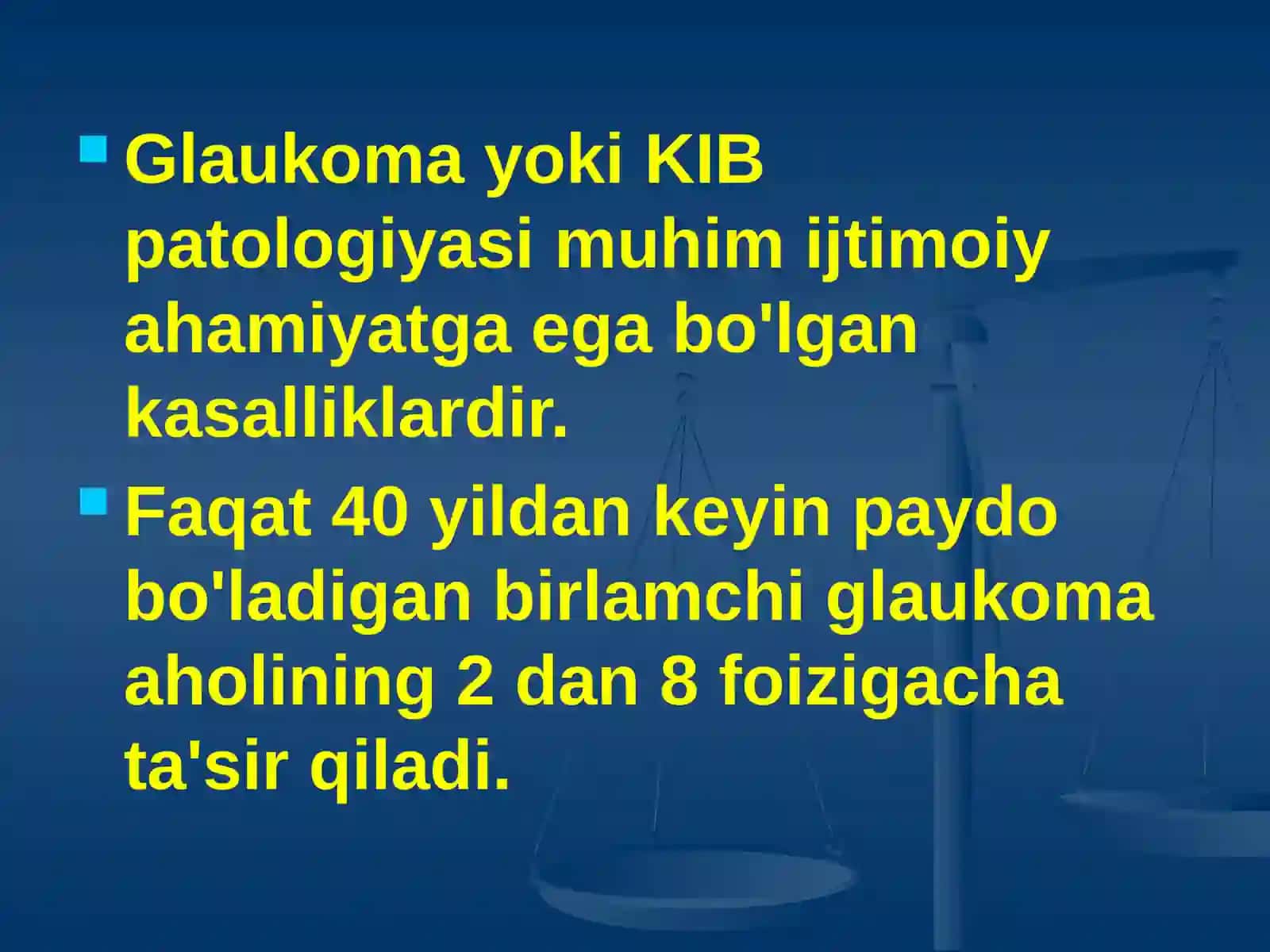 Ko'z ichi bosimi patologiyasi (glaukoma) 2