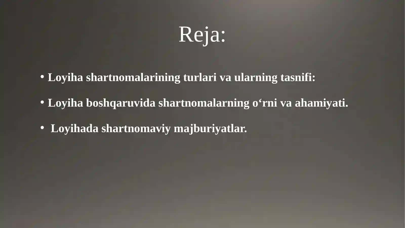 Loyiha Boshqaruvida shartnomalar 2