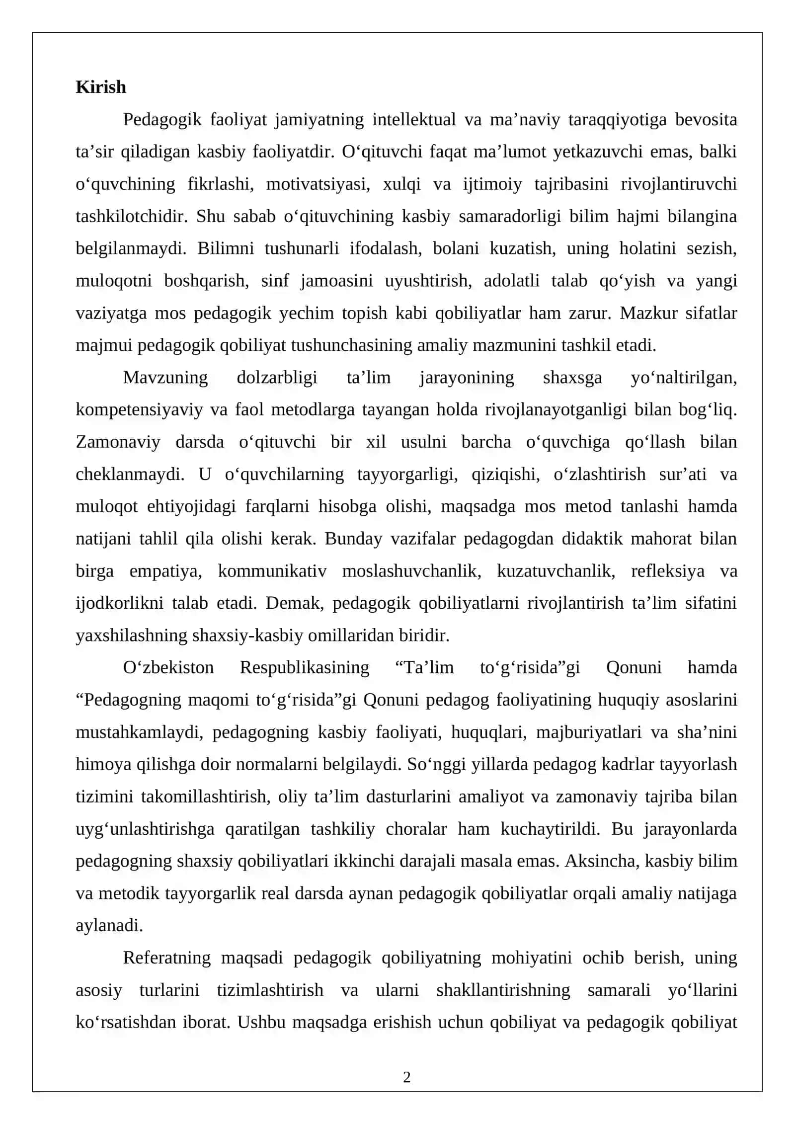Pedagogik qobiliyat va uni shakllantirish yo‘llari 2