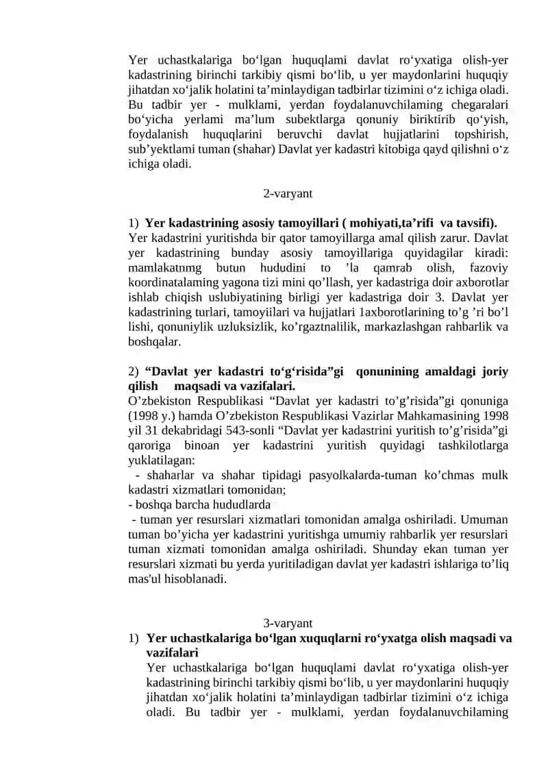 Davlat yer kadastri to‘g‘risida 2