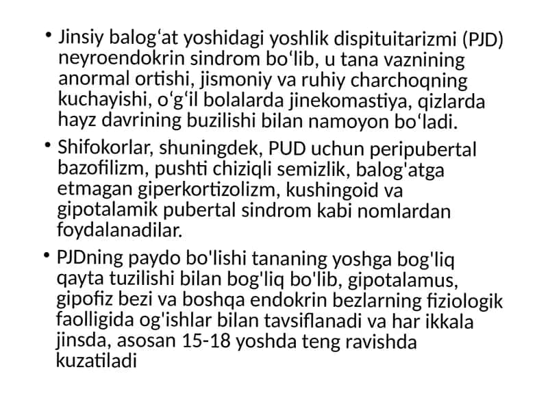 Pubertat-o‘smirlik dispituitarizmi 2