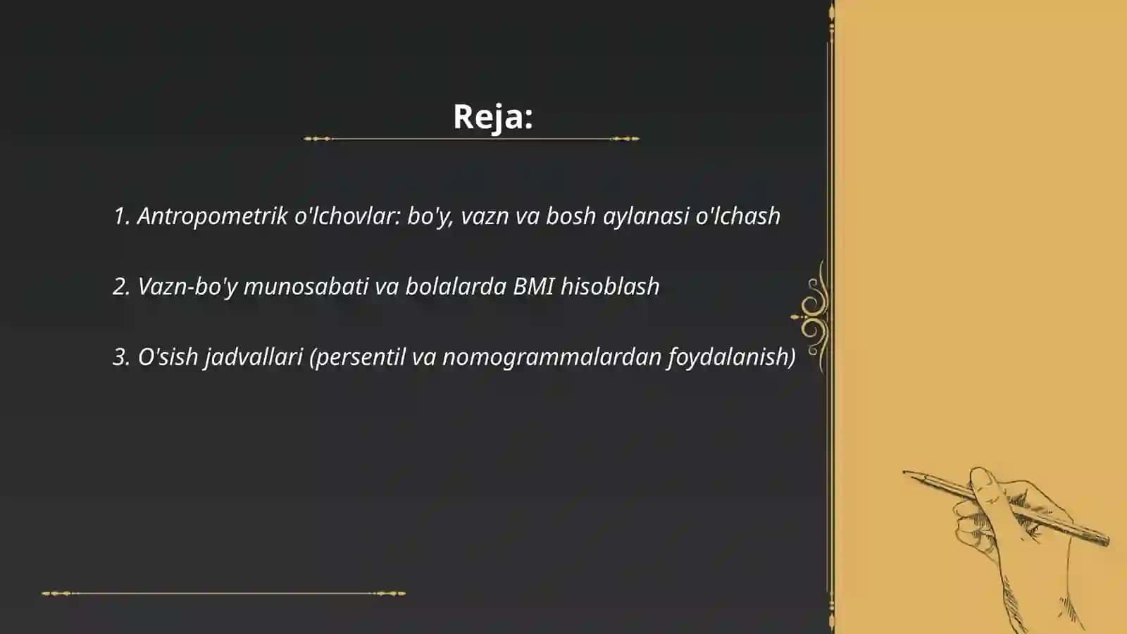 Bolalarda o'sish va rivojlanishni baholash usullari 2