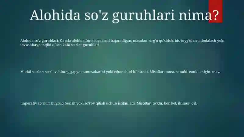 Alohida Guruh SoʻZlar 2