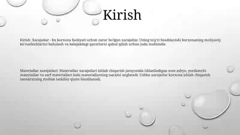 Material Xarajatlarining Hisobi 2